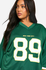 Plus 89 New York City Slogan Oversized Football Top