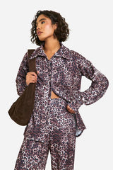 Tall Crinkle Leopard Shirt and Trouser Co-ord