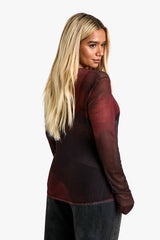 Plus Mesh Long Sleeve Top