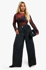 Plus Mesh Long Sleeve Top