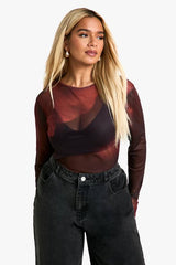 Plus Mesh Long Sleeve Top