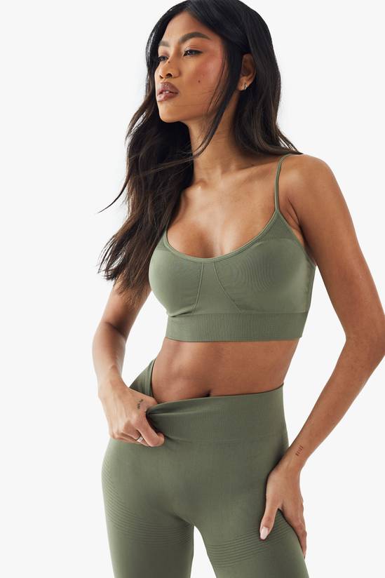 Premium Sculpt Seamless Ribbed Detail Light Support Sports Bra