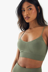 Premium Sculpt Seamless Ribbed Detail Light Support Sports Bra
