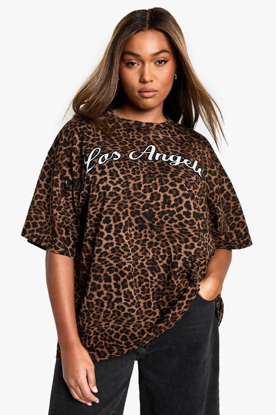 Plus All Over Leopard Oversized T-Shirt