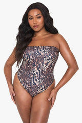 Plus Swimwear Essentials Leopard Bandeau Swimsuit