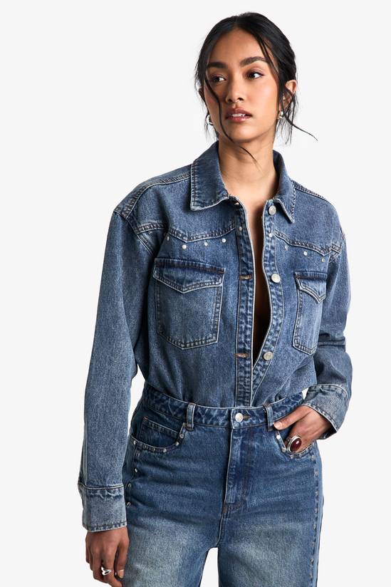 Studded Western Denim Shirt