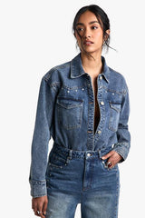 Studded Western Denim Shirt