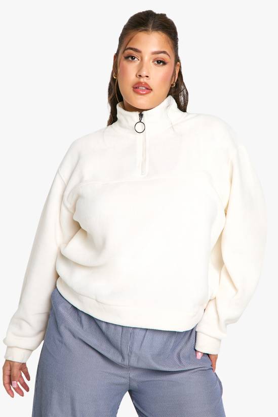 Plus Mid Zip Fleece Sweatshirt