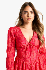 Petite Jacquard Floral Corset Detail Skater Dress