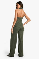 Brushed Rib Wide Leg Trouser