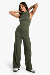 Brushed Rib Wide Leg Trouser