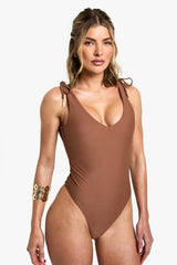 Feather Charm Backless Swimsuit