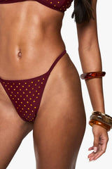 Premium Swim Hot Fix Diamante Tanga Bikini Bottoms