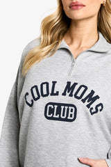 Maternity Cool Moms Club Slogan Half Zip Sweat & Legging Set