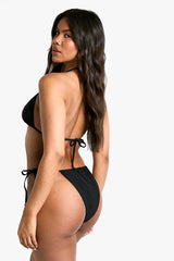 Resin Stone Trim Triangle Bikini Top & Tie Side Bikini Bottoms Set