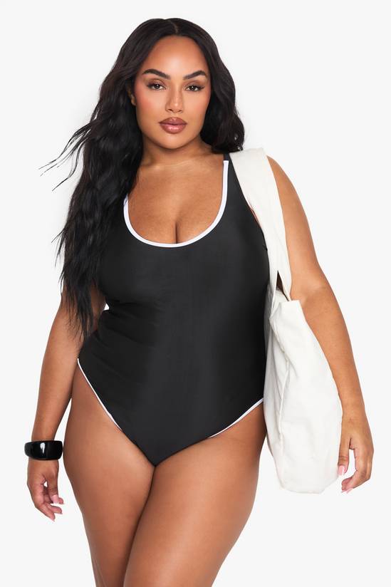Plus Contrast Binding Swimsuit