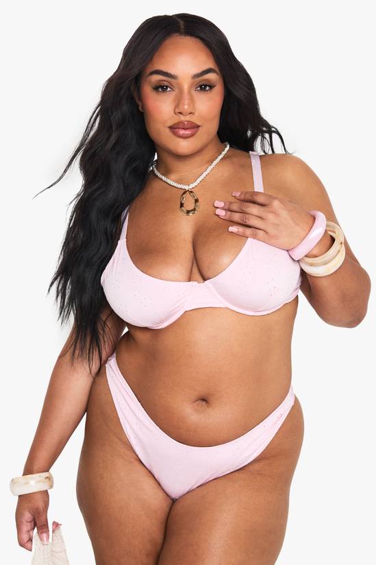 Plus Broderie Underwire Bikini Set