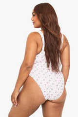 Plus Swimwear Essentials Ditsy Floral Ruched Underwire Swimsuit