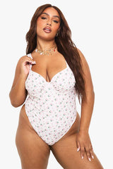 Plus Swimwear Essentials Ditsy Floral Ruched Underwire Swimsuit