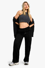 Jersey Elasticated Waistband Pin Tuck Leg Trouser