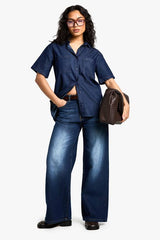 Chambray Denim Short Sleeve Shirt