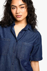 Chambray Denim Short Sleeve Shirt