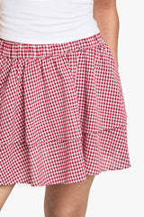 Double Layer Gingham Mini Skirt