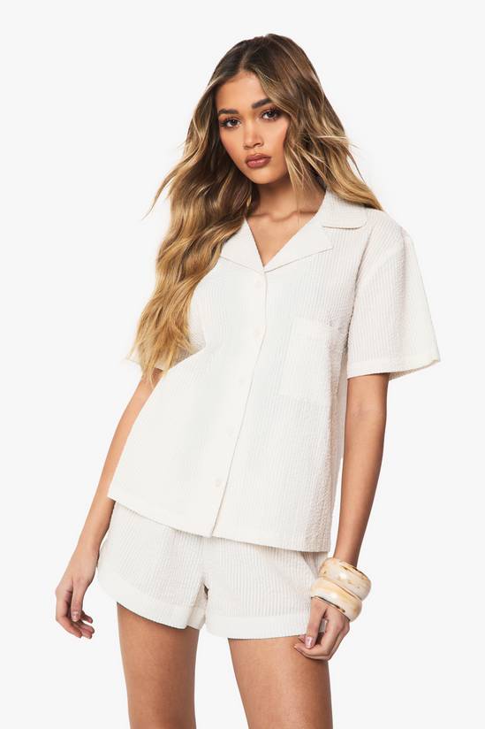 Seersucker Short Sleeve Shirt & Flippy Shorts Co-ord