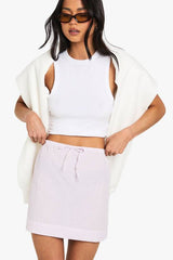 Seersucker Striped Drawstring Waist Skirt
