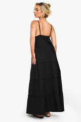 Embroidered Ruffle Cotton Maxi Dress