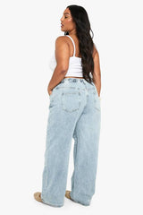 Plus Elasticated Back Tie Drawstring Straight Leg Jean