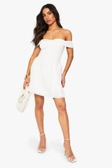Petite Broderie Structured Skater Dress