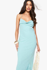 Chiffon Cowl Neck Maxi Dress