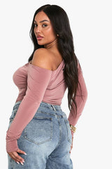 Plus Trim Detail Ruched Top