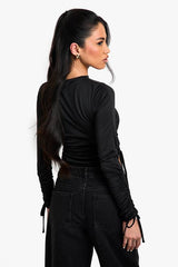 Jersey Ruched Side Long Sleeve Top