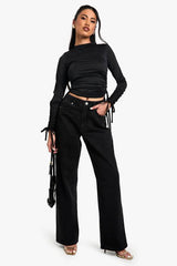 Jersey Ruched Side Long Sleeve Top