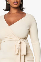 plus rib wrap midi dress