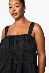 Plus Wide Strap Tie Front Smock Top