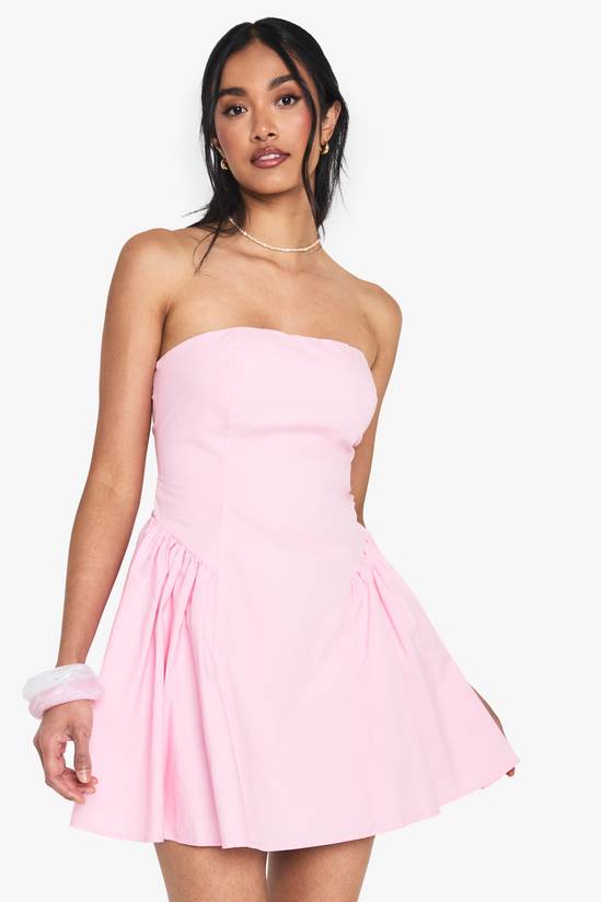 Bandeau Poplin Mini Skater Dress