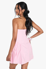 Bandeau Poplin Mini Skater Dress
