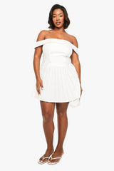 Plus Occasion Tailored Off Shoulder Skater Dress