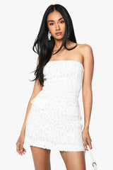 Premium Lace Bandeau Mini Dress