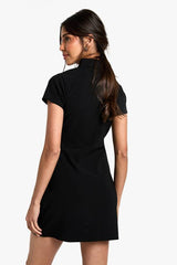 Tailored Button Down Collared A-Line Mini Dress