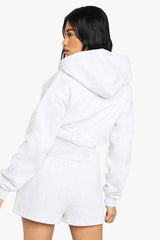 Deep Hem Waistband Cropped Hoodie