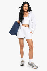 Deep Hem Waistband Cropped Hoodie
