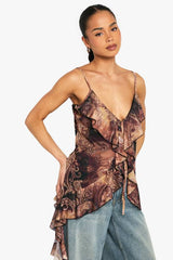 Mesh Frill Detail Cami Top
