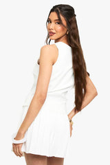 Pleated Micro Mini Skirt