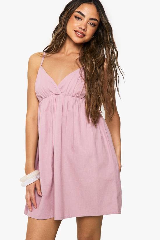 Linen Look Cami Swing Mini Dress