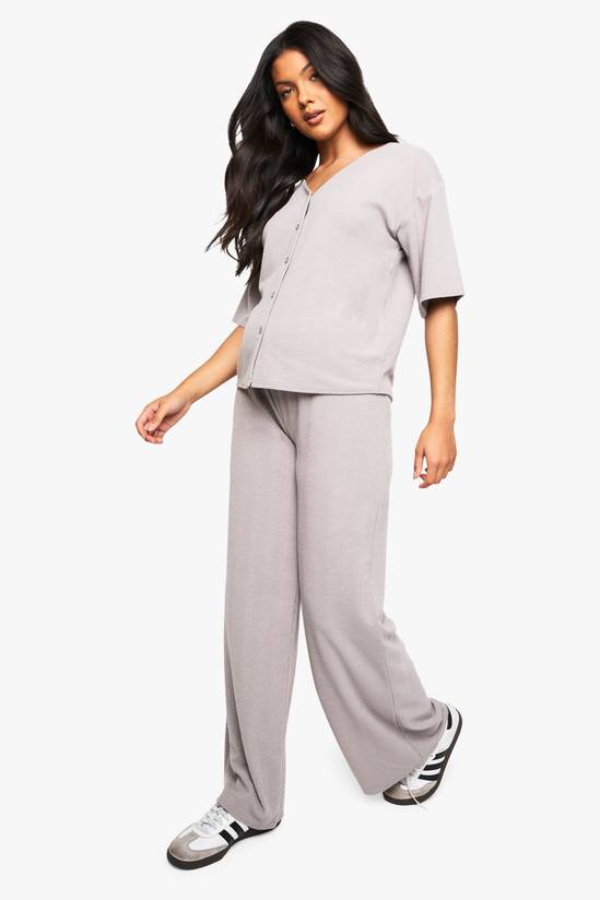 Maternity V Neck Button Down Loose Fit Co-Ord