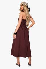 Cotton Poplin Ruched Detail Midi Dress